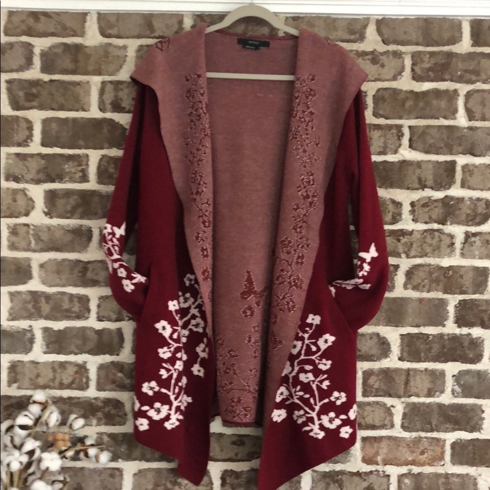 Vertigo Burgundy Floral & Butterfly Sweater